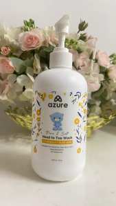 AZURE 100% Natural Baby Bath With Organic Calendula For Baby Hair & BodyWash Baby Shampoo Head To Toe Baby Wash (500ml）