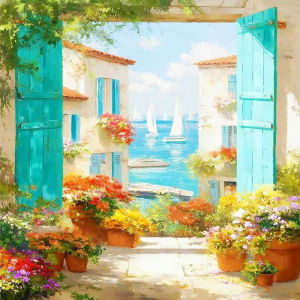 KAYOU | Acrylic Paint By Numbers Seaside Painting By Numbers on Canvas Coloring By Number for Adults Paint Digital Art Home Decor