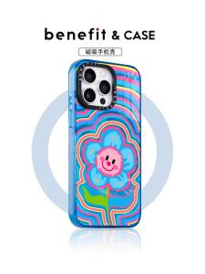 เคสโทรศัพท์แบบแม่เหล็ก Benefit ลายดอกไม้ยิ้มสุดน่ารัก ป้องกันการตกหล่น ลายน้ำแข็ง ลายน้ำแข็ง ชุด 14 ชิ้น สำหรับ iPhone 16 pro Max Apple 15 pro