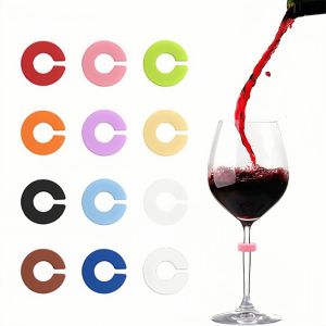 Food Grade Silicone Wine Glass Tag Labels Party Identifier Stickers for Red Wine Glasses Distinguishing Marks