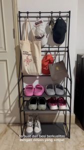 Rak Gantung Besi Serbaguna Baju Sepatu Topi Standing Hanger Multifungsi