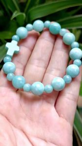 Bracelet Thạch Anh Xanh Thánh Giá 10 Hạt 10 Li Quà Tặng Công Giáo