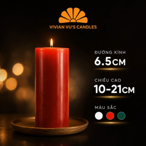 Nến Trụ Thơm 6.5x10-21cm Vivian Vus Candles - Nến Thơm Trang Trí Nhà Cửa Spa Tiệc Cưới Khử Mùi