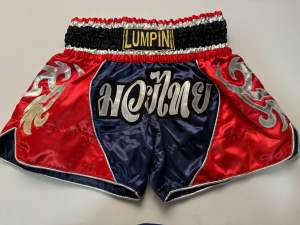 Ram Lumpini Satin Muay Thai Fight Shorts Red Navy Blue Large