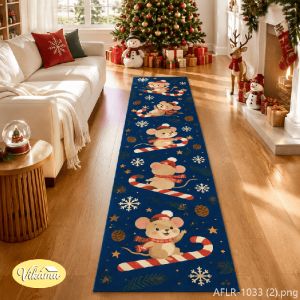 VIKAMA Long Christmas Rug Long Runner for Indoor Hallways Non-Slip Absorbent Christmas Decorative Rug Home Decor