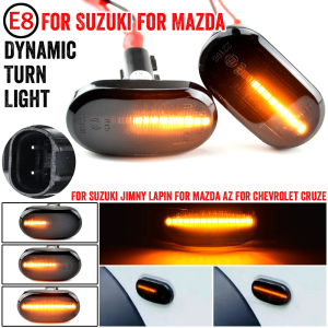 2Pcs LED Dynamic Fender Side Marker Turn Signal Light Amber Sequential Flowing Blinker Indicator Lamp For Suzuki JIMNY S-Presso Wagon R Lapin Carry Truck Mazda AZ Wagon Spiano Chevrolet Cruze