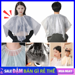 SET 5 Áo Choàng Nhuộm Tóc Cắt Tóc Bằng Nilon Dày Dặn Chống Thắm Nước Dùng 1 Lần Có Bo Chun - Áo Choàng Nilong Chống Thấm Nước - Khăn Choàng Tiện Dụng Size 86x35CM