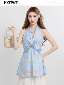 Áo Vest Cổ Treo Hoa Pháp Ngọt Ngào Dành Cho Nữ Mùa Thu Rộng Rãi Cao Cấp Cảm Giác Quấn Quýt Áo Lót Bên Trong Cho Bé Gái