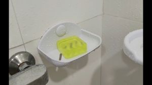 หิ้งสบู่ รุ่น 1908 ชั้นวางสบู่ติดผนัง ที่วางสบู่ติดผนัง ที่วางฟองน้ำล้างจาน ชั้นวางของเอนกประสงค์ วัสดุพลาสติก ABS แข็งแรง ทนทาน