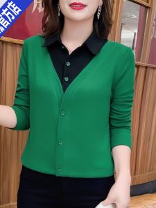 Autumn New Casual Versatile Mommy Fashion Pure Cotton Long Sleeve T-Shirt Loose Slimming Overhead Mini Shirt Commute Simple Style