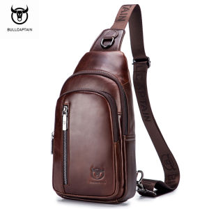 BULLCAPTAIN casual outdoor shoulder crossbody leather chest bag men