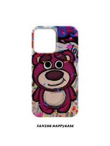 Original Cute Graffiti Strawberry Bear Phone Case for  15 14pro 13 Huawei Mate60 Xiaomi 13 OnePlus Creative Protective Hard Shell