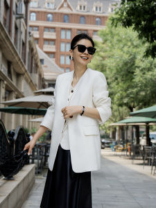 Vessi Florence Woolen Single-Button Vest/No Collar Suit Set Womens Fashion Autumn Warmth Medium Thickness No Lining