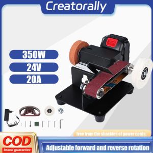 Creatorally 350W Mini Belt Sander Electric Vertikal & Horisontal Sanding untuk Poles Kayu Kecil Angle Grinder dengan 10 Sanding Belt