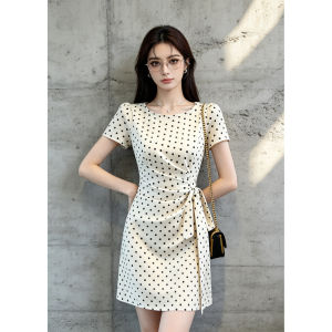 PIAOYA | French Dots Slimming A-Line Short Dress