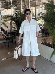 JIARONG | Linen Lyocell Short Sleeve Shirt & Shorts Set