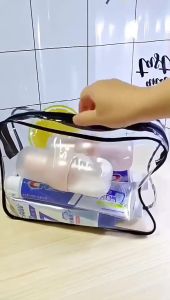 Clear PVC Travel Toiletry Bag Waterproof Vinyl Organizer Makeup Bags with Zipper Handle Straps Cosmetic Bag Beg Kosmetic Melancong Hadiah Raya Jamuan Ramadan Murah 新款洗漱包批发 透明防水大容量干湿分离旅行洗漱收纳套装包