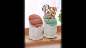 Tempat Sendok Garpu Bahan Plastik+Sendok+Garpu+Sumpit Stainless Steel Tebal 35g anti karat