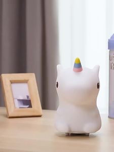 Unicorn Cute Silicone LED Night Light For Kids Children USB Rechargeable Cartoon Animal Bedroom Decor Touch Night Lamp for Gifts