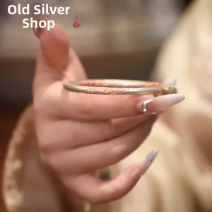 WU YUE JEWELRY | Ancient Craft Silver 9999 Pink Sleeve Gilded Bangle