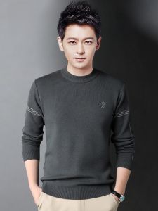 ROMON | เสื้อสเวตเตอร์ถักคอปกกลมแบบสวมหัวสำหรับผู้ชาย ทรงสลิมฟิต หนา อบอุ่น ระบายอากาศได้ดี ฤดูใบไม้ร่วง/ฤดูหนาว แฟชั่นลำลอง