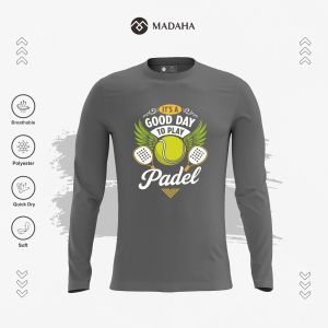 Madaha Kaos Baju Lengan Panjang Dry fit Jersey Olahraga Padel Good Day To Play