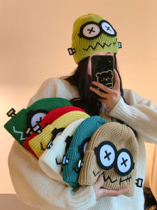 Cute Knitted Woolen Hat Womens Autumn Winter Warm Cartoon Cold Proof Ear Protection Student Head Wrap Hat Casual Style