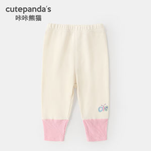 Cute Panda Baby Girl Knitted Pants Autumn Spring Casual Fashionable Long Trousers Childrens Wear Comfortable Elastic Waist
