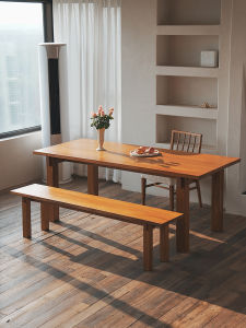 Natural Color Myanmar Teak Wood Large Dining Table