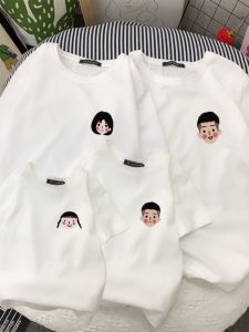 Fashionable Pure Cotton Short Sleeve Family Matching T-Shirts Cartoon Design Summer Outfits for Parents And Children