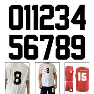 Đen/Trắng 12.7x7CM Sắt-Trên Số Miếng Dán Táo Báo Nhiệt Chuyển Dán Polyester Jersey Chữ Số Đề Can Cho Quần Áo