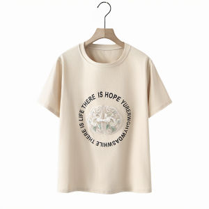 2024 New Arrival Plus Size Slim Looking Shoulder Short Sleeve Womens Stylish Letters Print Niche Style Embroider National Style Buckle T-shirt