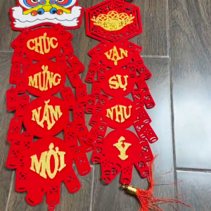 Cặp Liễn Nhung Câu Đối Trang Trí Tết - Khánh Nhung Đỏ Kèm Tua Rua Trang Trí Nhà Chúc Mừng Năm Mới / Dây Treo Trang Tết Tết Nguyên Đán Mẫu Đẹp Vạn Sự Như Ý - Liễn Đỏ Decor Phòng Khách May Mắn