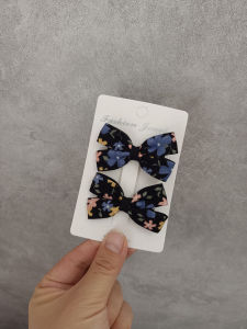 Korean Style Girls Hair Accessories: Black Flower Butterfly Knot & Side Clip Bangs Clamp