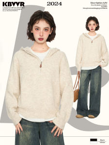 KBVVR | Semi-Zipper Hoodie Loose Warm Sweater for Women