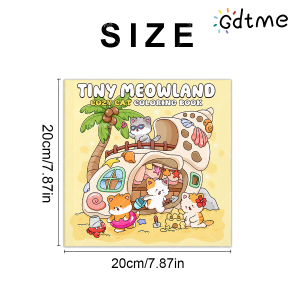 TINY MEOWLAND COZY CAT Coloring Book for Adult Featuring Bold-easy Pattern for Relaxation Teens Educational DIY Painting Drawing