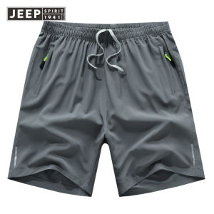 JEEP SPIRIT กางเกงกีฬาขาสั้นผู้ชายวิ่งออกกำลังกายธงขนาดใหญ่สำหรับชายหาดห้าจุดแบบลำลองอินเทรนด์แห้งเร็วกางเกงบาสเกต