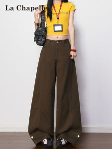 La Chapelle | Quần Jeans Nữ Cappuccino Mỹ Thẳng Ép Gấu