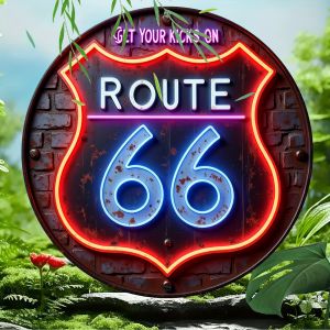 CIFbuy | Vintage Route 66 Metal Wall Art Flame Resistant & Anti-Graffiti Aluminum Sign