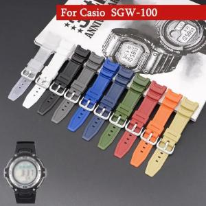 Nhựa Dây đeo chất liệu TPU cho Đồng hồ CASIO SGW-100 thay thế Watchband đeo tay thể thao không thấm nước vành đai khóa thép không gỉ phụ kiện