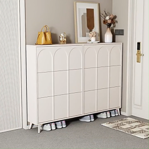 Black/White Slim Shoe Cabinet Wood Flip Door Shoe Rack Organizer with Multi-Layered Storage for EntrywayFoyerLiving Room and Bedroom