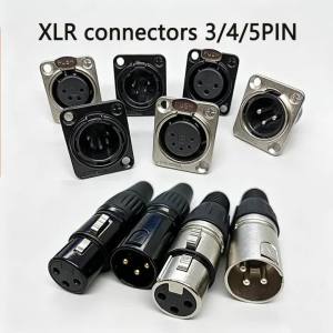 Cổng Kết Nối XLR Đực/cái Màu Đen/bạc Loại Gắn Bảng Điều Khiển 3/4/5 Chân Dùng Cho Micro Âm Thanh - Cổng Cắm Bảng Điều Khiển
