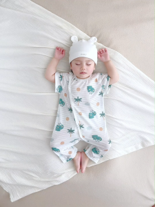 Baby Modal Natural Fabric Short Sleeve Romper Summer Infant Crawling Outfit Skin-Friendly Cool & Breathable Healthy and Safe