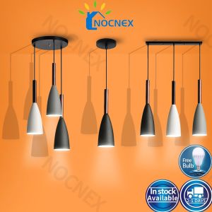【Free LED Bulb】Modern Dining Chandelier Ceiling Light Nordic Minimalist Pendant Light Over Dining Table kitchen island Drop Light E27 3 Head Hanging Light Lamp With Free Bulb