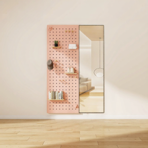 BEIQIVI | Solid Wood Wall-Mounted Organizer with Full Length Mirror