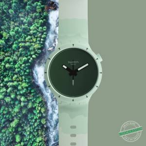 Swatch Big Bold Bioceramic BASALT SB03B110 Black Silicone Strap Watch