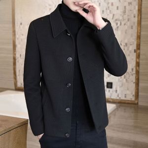 HENGYUANXIANG | Hengyuanxiang Mens Woolen Jacket Spring Autumn Short Style Turn-down Collar Casual Fashionable Youthful Warm Outerwear