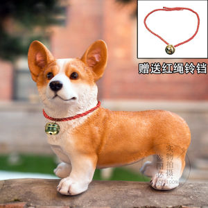 Artificial Resin Dog Animal Sculpture Crafts Corgi Dog Decoration Home TV Cabinet Wine Cabinet Decoration