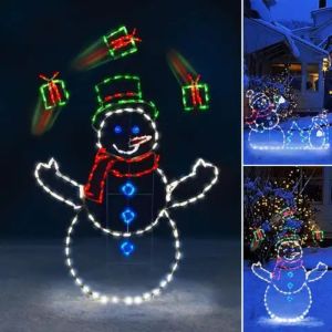 LED Snowman Ornament Glitter Light Christmas Decoration Animated Holiday Party Winter Home Decor Outdoor Garden Yard
