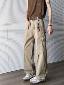 Quần Ống Đứng Rộng Rãi Cho Nam Mùa Xuân Hè Quần Dài Thường Ngày Nhiều Túi Phong Cách Mỹ Quần Dài Công Sở Cỡ Lớn Cho Thanh Thiếu Niên